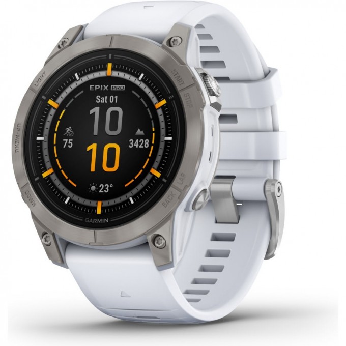 Часы GARMIN EPIX PRO (GEN 2) – SAPPHIRE EDITION TITANIUM WITH WHITESTONE BAND 47 мм 010-02803-21