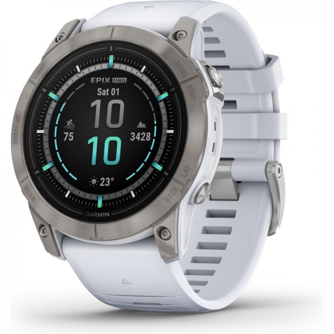 Часы GARMIN EPIX PRO (GEN 2) – SAPPHIRE EDITION TITANIUM WITH WHITESTONE BAND 51 мм 010-02804-11