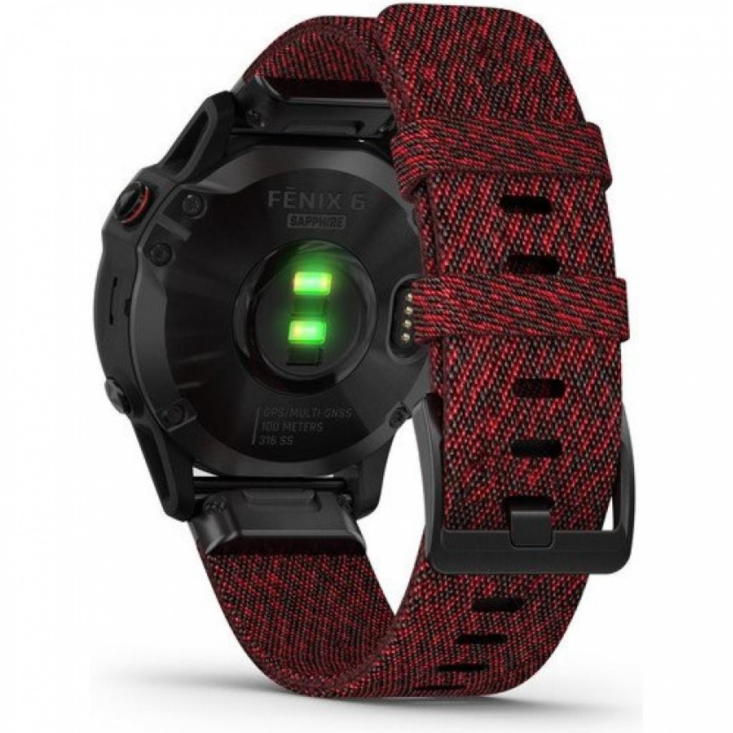 GARMIN FENIX 6 SAPPHIRE BLACK DLC WITH HEATHERED RED NYLON BAND 10290