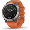 Часы GARMIN FENIX 6 SAPPHIRE TITANIUM GRAY SILVER WITH ORANGE BAND