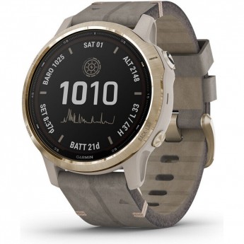 Часы GARMIN FENIX 6S PRO SOLAR LIGHT GOLD WITH SHALE GREY SUEDE BAND