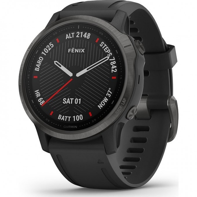 Часы GARMIN FENIX 6s Sapphire серый DLC с черным ремешком 010-02159-25