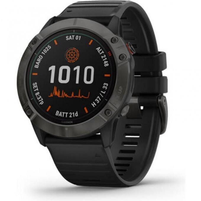 GARMIN FENIX 6X PRO SOLAR TITANIUM CARBON GRAY DLC WITH BLACK BAND 010 02157 21