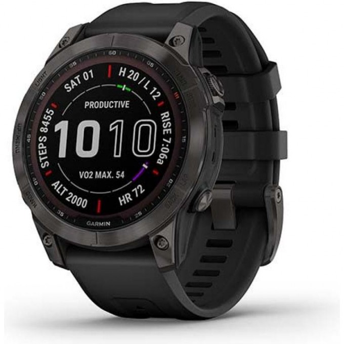 Часы GARMIN FENIX 7 SAPPHIRE SOLAR BLACK DLC TITANIUM WITH BLACK BAND 010-02540-35