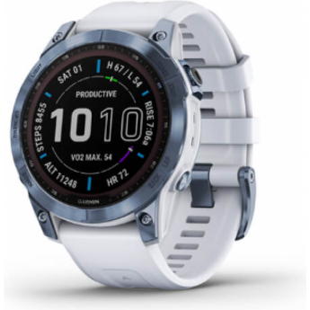 Часы GARMIN FENIX 7 SAPPHIRE SOLAR MINERAL BLUE DLC TITANIUM WITH WHITESTONE BAND