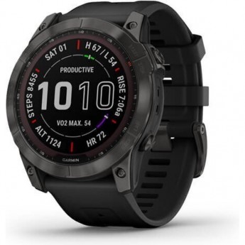 Часы GARMIN FENIX 7 Sapphire Solar титановый черный DLC с черным ремешком