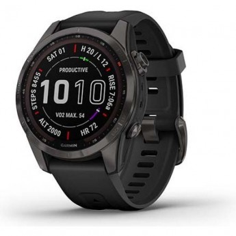 Часы GARMIN FENIX 7S SAPPHIRE SOLAR CARBON GRAY DLC TITANIUM WITH BLACK BAND