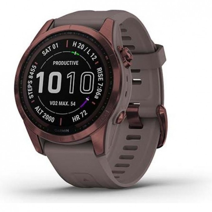 Часы GARMIN FENIX 7S SAPPHIRE SOLAR DARK BRONZE TITANIUM WITH SHALE GRAY BAND 11149