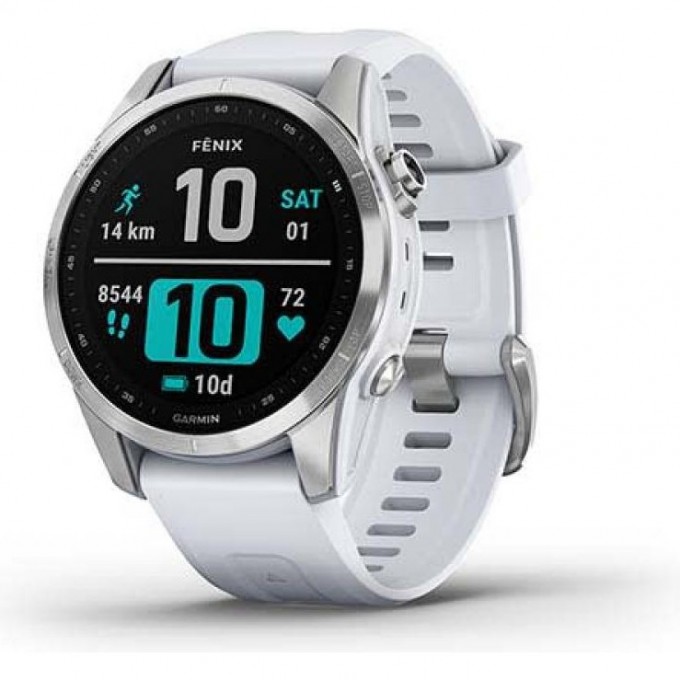 Часы GARMIN FENIX 7S SILVER WITH WHITESTONE BAND 010-02539-03