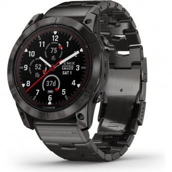 Часы GARMIN FENIX 7X PRO - SAPPHIRE SOLAR EDITION CARBON GRAY DLC TITANIUM WITH VENTED TITANIUM BRACELET