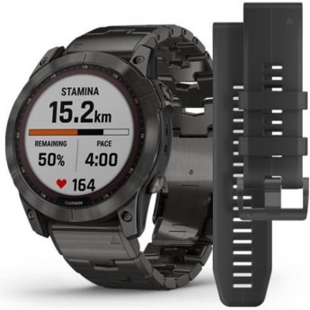 Часы GARMIN FENIX 7X SAPPHIRE SOLAR CARBON COATED TITANIUM GRAY (DLC) VENTILATED TITANIUM GRAY CARBON COATED (DLC) STRAP