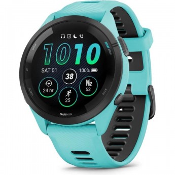 Часы GARMIN FORERUNNER 265 BLACK BEZEL WITH AQUA CASE AND AQUA/BLACK SILICONE BAND