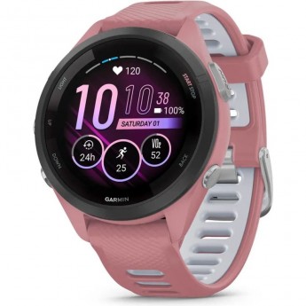 Часы GARMIN FORERUNNER 265S BLACK BEZEL WITH LIGHT PINK CASE AND LIGHT PINK/WHITESTONE SILICONE BAND