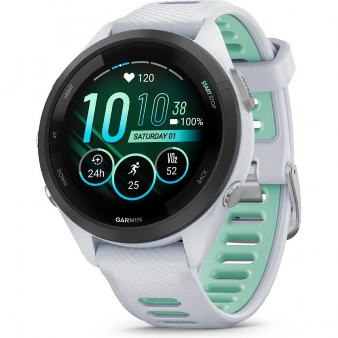 Часы GARMIN FORERUNNER 265S BLACK BEZEL WITH WHITESTONE CASE AND WHITESTONE/NEO TROPIC SILICONE BAND 010-02810-14