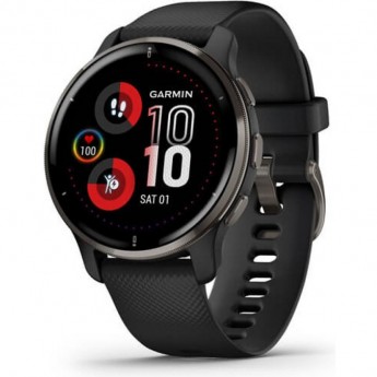 Часы GARMIN VENU 2 PLUS SLATE STAINLESS STEEL BEZEL WITH BLACK CASE AND SILICONE BAND