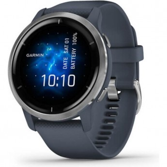 Часы GARMIN VENU 2 SILVER STAINLESS STEEL BEZEL WITH GRANITE BLUE CASE AND SILICONE BAND