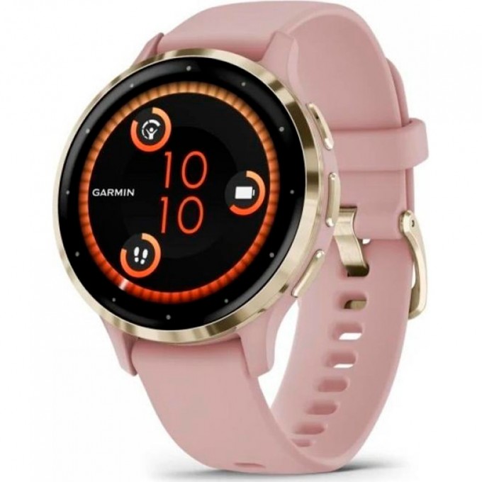 Часы GARMIN VENU 3S SOFT GOLD STAINLESS STEEL BEZEL WITH DUST ROSE CASE AND SILICONE BAND 010-02785-03