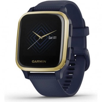 Часы GARMIN VENU SQ – MUSIC EDITION LIGHT GOLD ALUMINUM BEZEL WITH NAVY CASE AND SILICONE BAND