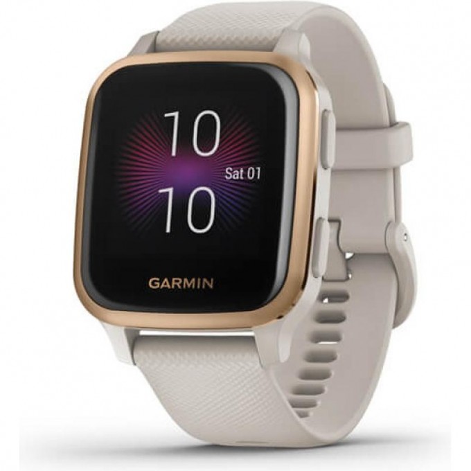 Часы GARMIN VENU SQ – MUSIC EDITION ROSE GOLD ALUMINUM BEZEL WITH LIGHT SAND CASE AND SILICONE BAND 010-02426-11