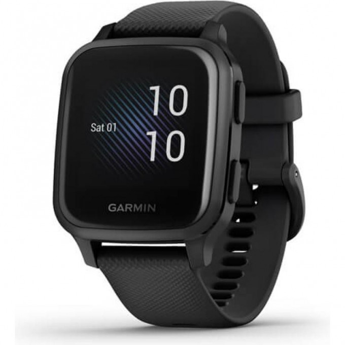 Часы GARMIN VENU SQ – MUSIC EDITION SLATE ALUMINUM BEZEL WITH BLACK CASE AND SILICONE BAND 010-02426-10