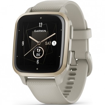 Часы GARMIN VENU SQ 2 – MUSIC EDITION CREAM GOLD ALUMINUM BEZEL WITH FRENCH GRAY CASE AND SILICONE BAND