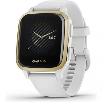 Часы GARMIN VENU SQ белый с золотистым алюминиевым безелем и с силиконовым ремешком