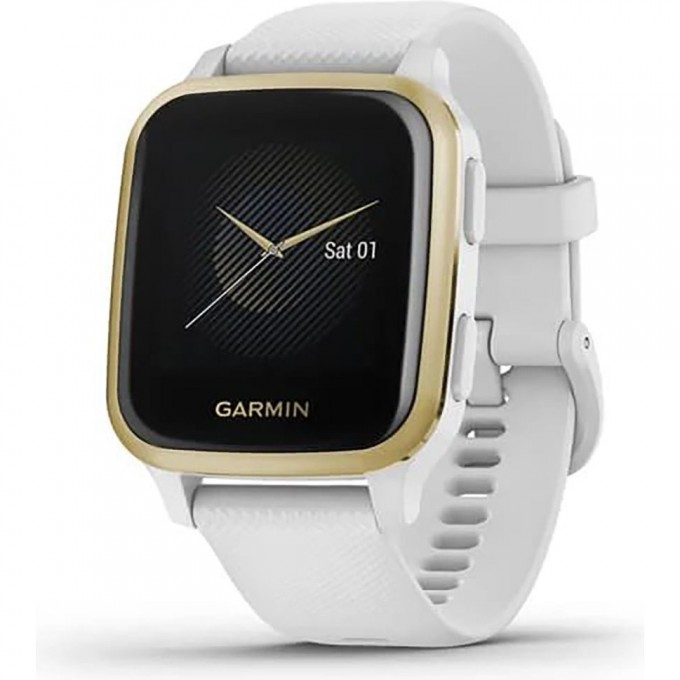 Часы GARMIN VENU SQ белый с золотистым алюминиевым безелем и с силиконовым ремешком 010-02427-11