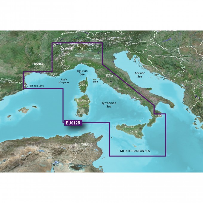 Карта GARMIN Италия, Западное побережье, Средиземное море g3 Vision VEU012R