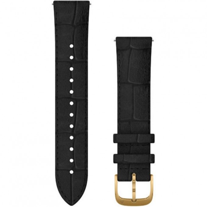 Ремешок GARMIN QUICK RELEASE BAND 20MM BLACK EMBOSSED ITALIAN LEATHER/24K GOLD PVD 10518