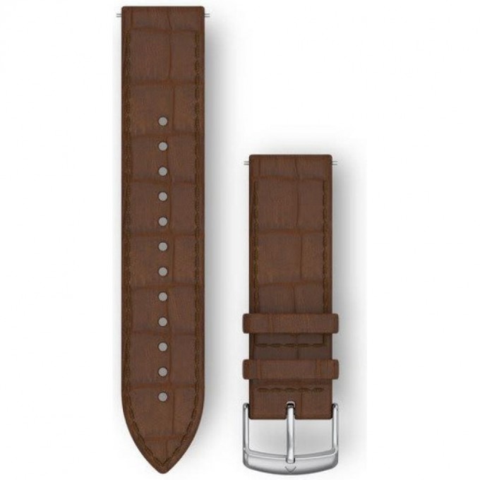 Ремешок GARMIN QUICK RELEASE BANDS (20 MM) DARK BROWN EMBOSSED ITALIAN LEATHER WITH SILVER HARDWARE 11677