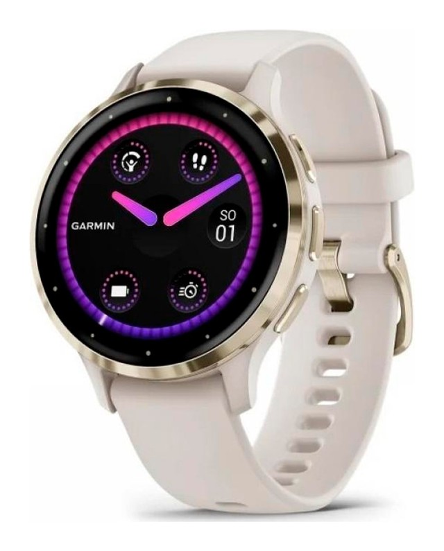 Часы Garmin Venu 3S Soft Gold рядом с iPhone во время сопряжения